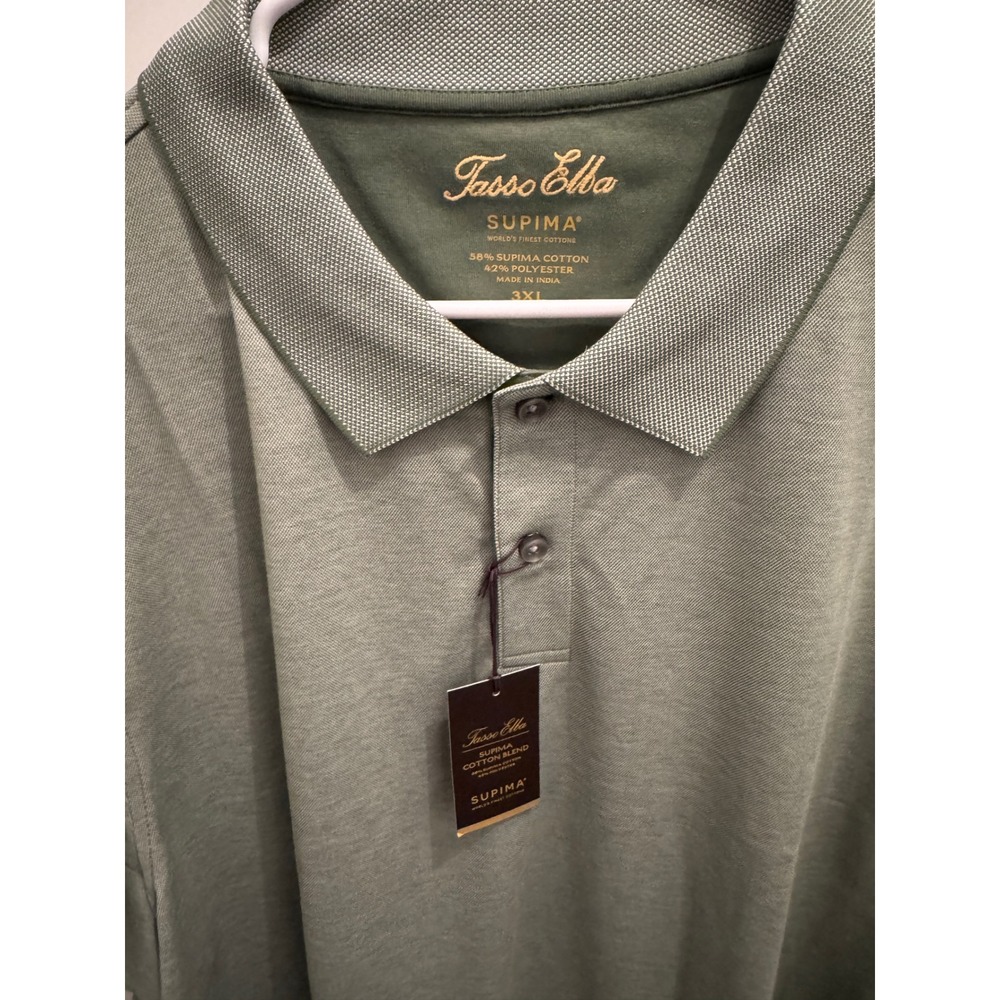 Tasso Elba Mens Supima Cotton Blend‎ Polo Shirt Green 3XL NWT